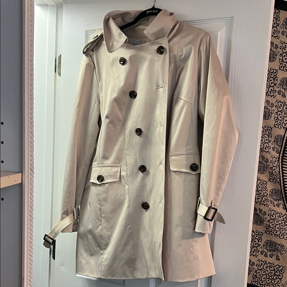 Classic Beige Rain Trench Coat - Women's Double-Breasted Jacket